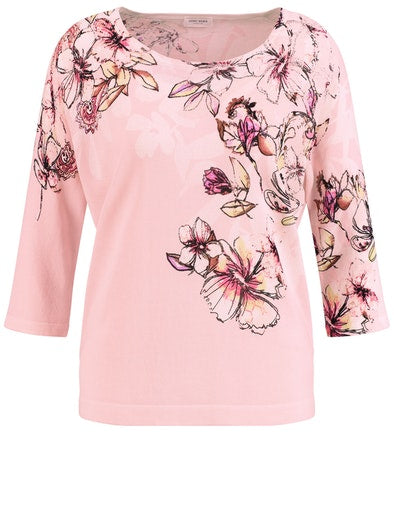 Inspiring Blooming Blush 3/4 Sleeve Crew - Pink