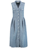 Casual Desert Sleeveless Dress - Denim