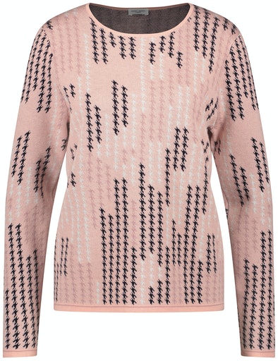 Casual Nomade Print Crew Knit - Lilac/pink/blue Figured