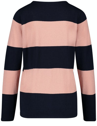 Casual Nomade Stripe Crew Knit - Blue/lilac/pink Stripes