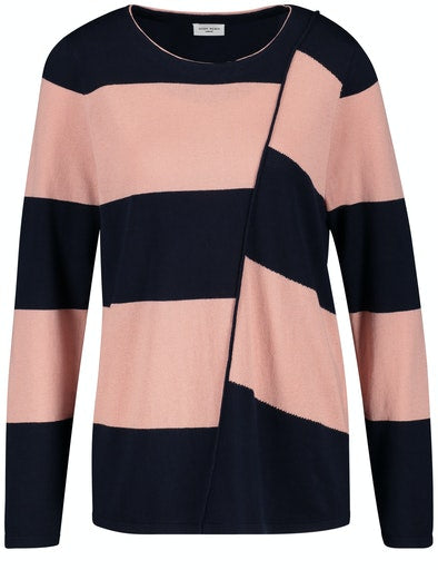Casual Nomade Stripe Crew Knit - Blue/lilac/pink Stripes