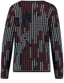 Casual Nomade Print Crew Knit - Blue/red/orange Figured