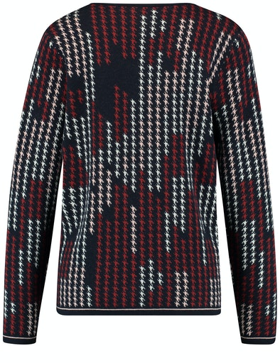Casual Nomade Print Crew Knit - Blue/red/orange Figured