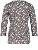 3/4 Sleeve Print Tee - Blue/red/orange Print