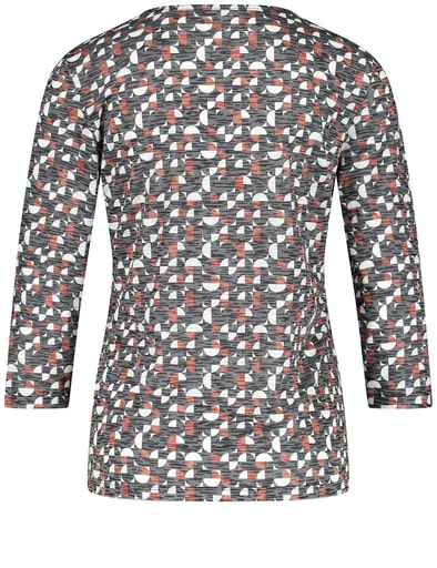 3/4 Sleeve Print Tee - Blue/red/orange Print