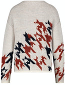 Casual Nomade Print Crew Knit - Ecru/white/blue Figured