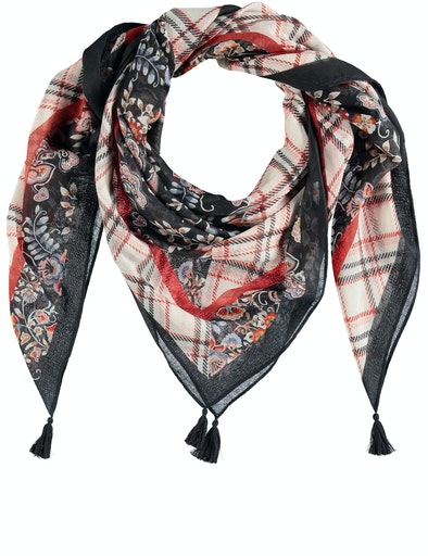 Inspiring Boheme Shawl - Offwhite/navy/sienna Check