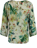 Inspiring Exotic 3/4 Sleeve Blouse - Off White/lime