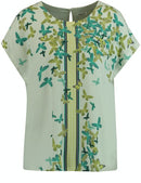 Inspiring Exotic Garden Short Sleeve Blouse - Off White/lime