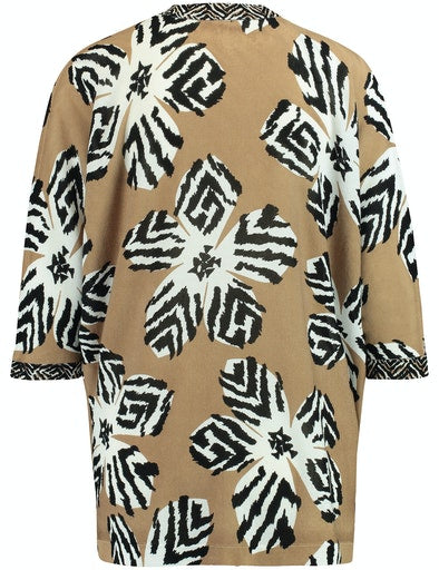 African Spirit Print Cardigan - Black Sahara Print