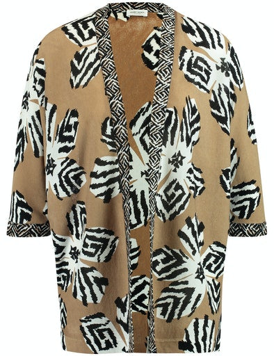 African Spirit Print Cardigan - Black Sahara Print