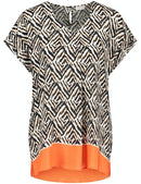 African Spirit Print Blouse - Black Sahara Print