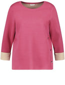 3/4 Sleeve Round Neck Jumper - Peony/toffee
