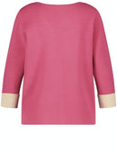 3/4 Sleeve Round Neck Jumper - Peony/toffee