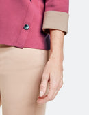 3/4 Sleeve Round Neck Jumper - Peony/toffee