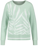 Long Sleeve Palm Print Jumper - Green
