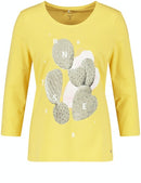 3/4 Sleeve Front Motif T-Shirt - Lime