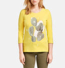 3/4 Sleeve Front Motif T-Shirt - Lime