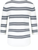3/4 Sleeve Stripe Round Neck Jumper - Ecru/blue Hoops