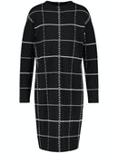 Inspiring Optical Dress - Black/ecru