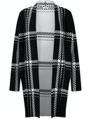 Inspiring Optical Edge To Edge Cardigan - Black/cream