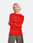 Inspiring Art Nouveau Round Neck Jumper - Red/orange/black