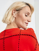 Inspiring Art Nouveau Round Neck Jumper - Red/orange/black