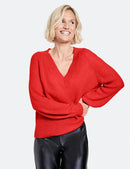 Inspiring Optical Lines V-Neck Jumper - Chili