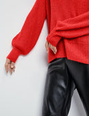 Inspiring Optical Lines V-Neck Jumper - Chili