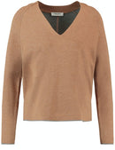 Western Spirit V-Neck Jumper - Camel Melange