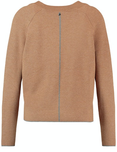 Western Spirit V-Neck Jumper - Camel Melange