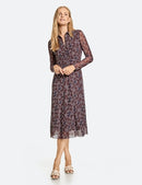 Inspiring Art Nouveau Long Sleeve Dress - Chestnut/rose