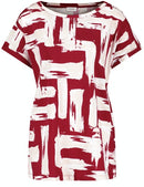 Neutral Simplicity 1/2 Sleeve Top - Wine/offwhite