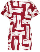 Neutral Simplicity 1/2 Sleeve Top - Wine/offwhite