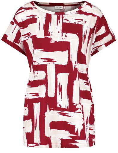 Neutral Simplicity 1/2 Sleeve Top - Wine/offwhite