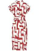 Neutral Simplicity Woven Dress - Wine/offwhite