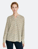 Confident Comfort Long Sleeve Blouse - Ecru/white/green