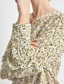 Confident Comfort Long Sleeve Blouse - Ecru/white/green