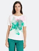 Everyday Pleasure Short Sleeve T-Shirt - Ecru/white/green