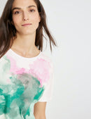 Everyday Pleasure Short Sleeve T-Shirt - Ecru/white/green