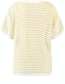 Desert Sunset Short Sleeve Jumper - Offwhite/navy/sienna Check