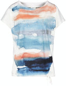 Tranquility Blue 3/4 Sleeve T-Shirt - Off White