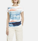 Tranquility Blue 3/4 Sleeve T-Shirt - Off White