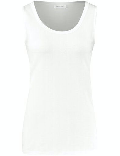 Neutral Simplicity Jersey Top - Off White