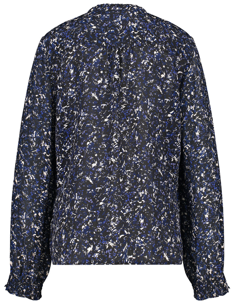Moon Shine LS Blouse - Black/blue Print