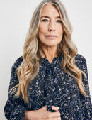 Moon Shine LS Blouse - Black/blue Print