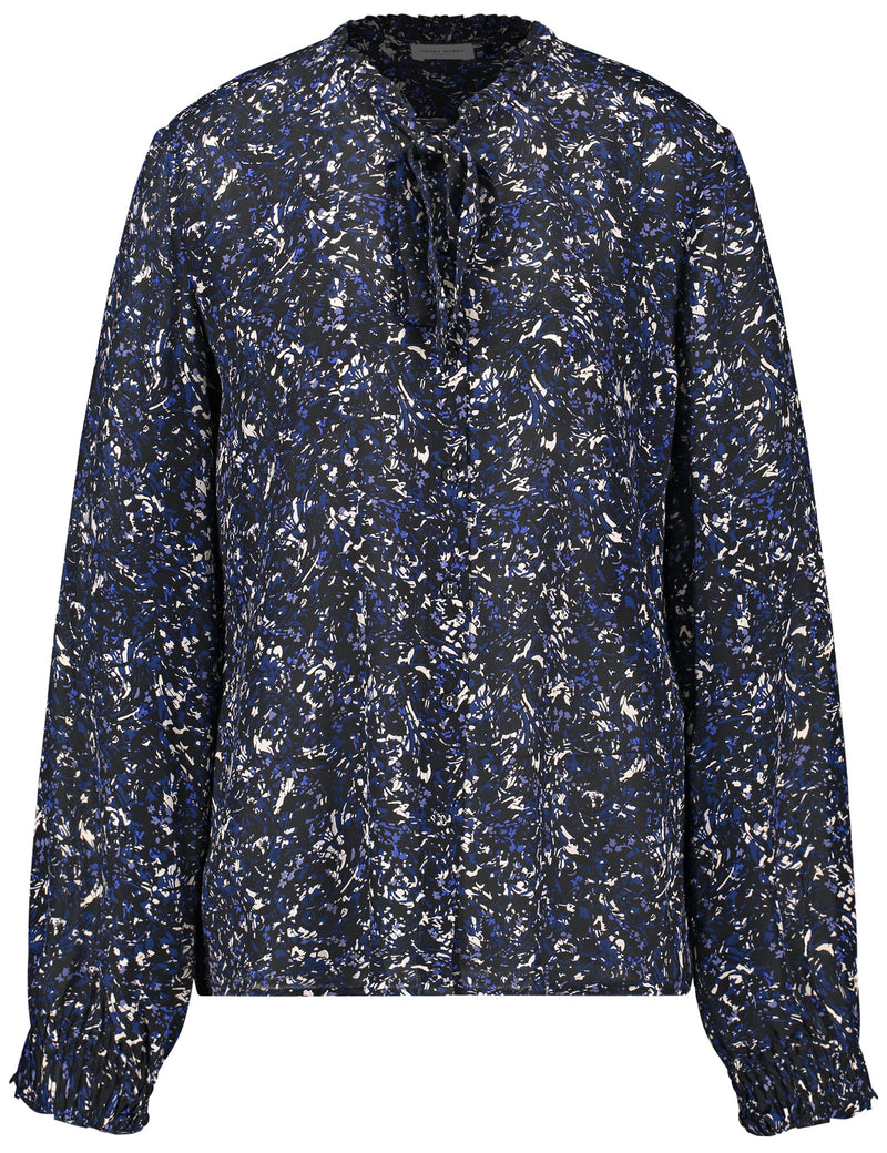 Moon Shine LS Blouse - Black/blue Print