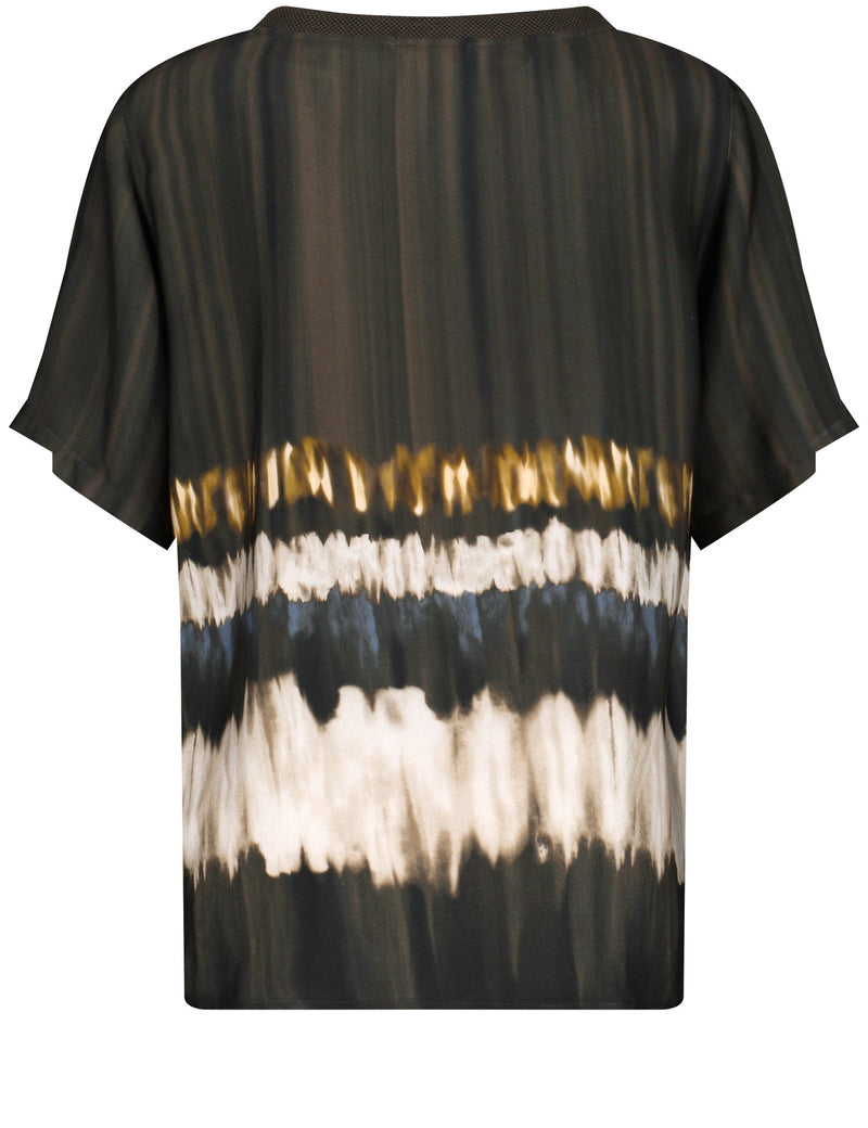 Urban Forest Short Sleeve Blouse - Green/ecru/white