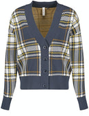 Urban Forest Check Cardigan - Blue/yellow
