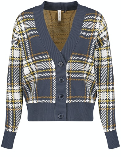 Urban Forest Check Cardigan - Blue/yellow